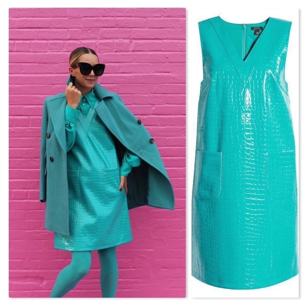 Halogen x Atlantic-Pacific Croc Embossed Faux Leather Shift Dress